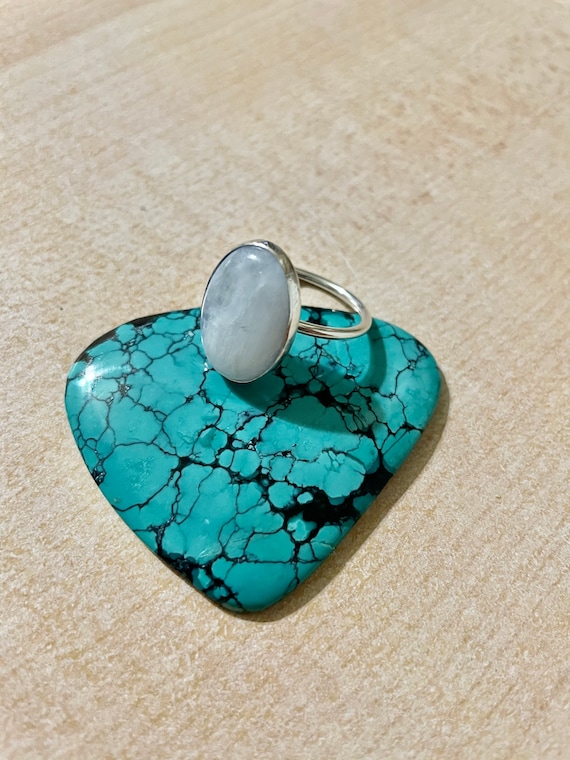 Large Rainbow Moonstone Ring /Rainbow Moon Stone Ring/Statement Ring/Sterling Silver/Handmade Ring/Made In USA