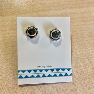 Black Fire Opal stud earrings / Sterling Silver .925 / Opal Post / Handmade Jewelry/6mm/Fire Opal / Made In USA