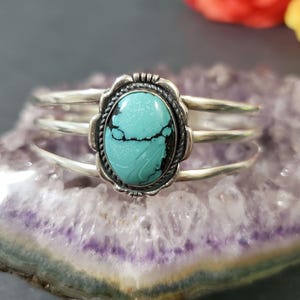 Blue Turquoise Cuff/Turquoise Bracelet/Statement Cuff/Sterling Silver/Blue Turquoise Bracelet /Turquoise Cuff/Turquoise Bangle/Gift For Her