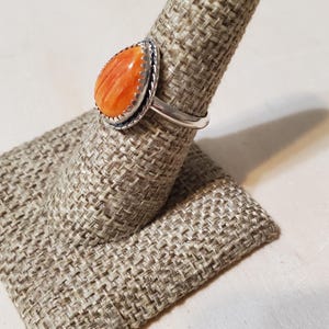 Orange Spiny Oster Ring Sterling Silver Ring/Spiny Oyster Ring/Teardrop Ring/Spiny Oyster Jewelry/Gift For Her image 2