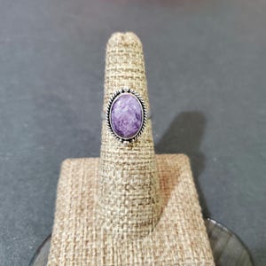 Purple Charoite Oval Ring/Purple Stone Rings/StatementRing/Sterling Silver/Handmade Jewelry/Charoite Ring/gift For Her/Made In USA