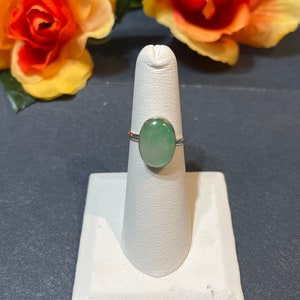 Green Jade Ring/Simple Jade Ring/Handmade Jade Jewelry/Sterling Silver/Natural Green Jade /Made In USA