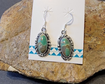 Green Turquoise Earring/Turquoise Earring/Sterling Silver/Statement Earring/Long Oval Earring/Turquoise Pendant/LL1017