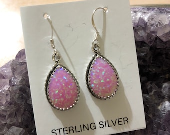 Pink Fire Opal Earrings /Teardrop Earrings /Sterling Silver/Handmade Jewelry/Birthday Gift / Opal Earring