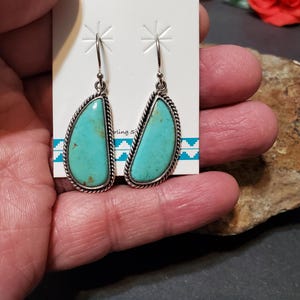 Large Turquoise Earring/Kingman Turquoise Earring/Sterling Silver/Statement Earring/Long Drop Earring/For Her/LL962