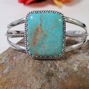 Blue Turquoise Cuff/Sterling Silver Cuff/Turquoise Cuff Bracelet/Turquoise Bangle/Southwest Turquoise Bracelet/Turquoise Cuff/QT10