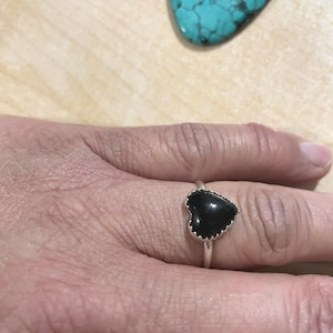 Black Onyx Heart Ring/Black Stone Heart Ring/Black Heart Ring/Sterling Silver/Handmade Jewelry Ring/Made In USA