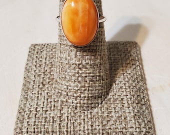 Orange Spiny Oster Ring/ Sterling Silver Ring/Spiny Oyster Ring/Oval  Ring/Spiny Oyster Jewelry/Gift For Her