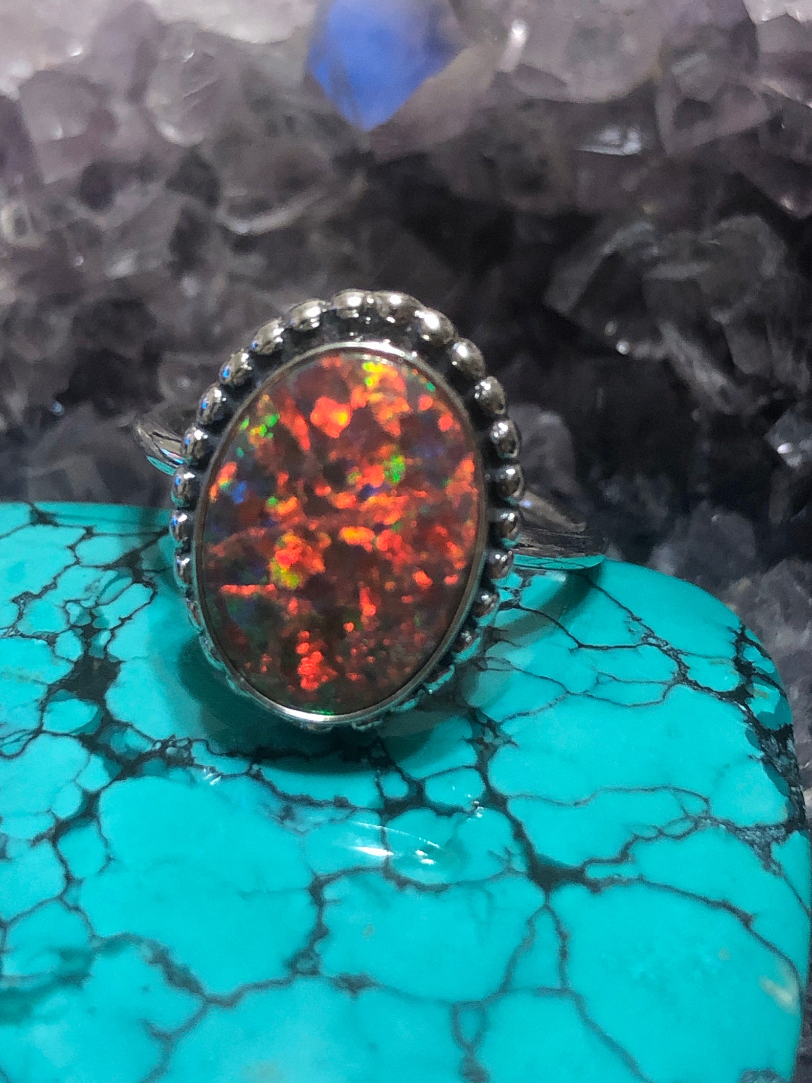 Red Opal Ring /sterling Silver/fire Opal Ring/handmade Etsy
