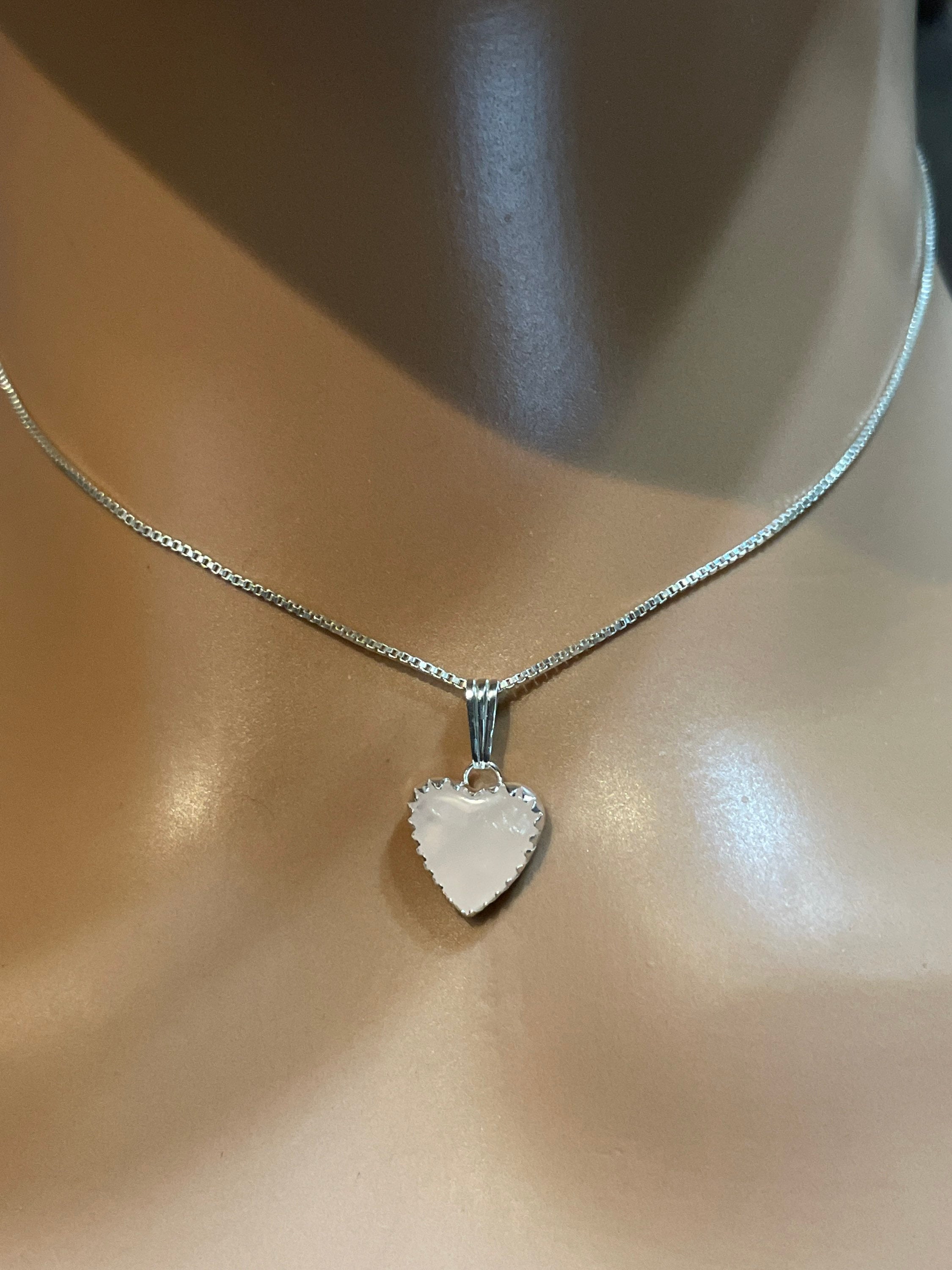 Rose Quartz Heart Pendant/Dainty Pink Rose Quartz Heart Pendant Necklace/Pink Rose Quartz Heart Pendant/Sterling Silver/Valentine Gifts