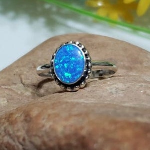 Blue Fire Opal Ring/Fire Opal Ring/Dainty Ring/Ring /Handmade Jewelry/Birthday Gift/Made In USA