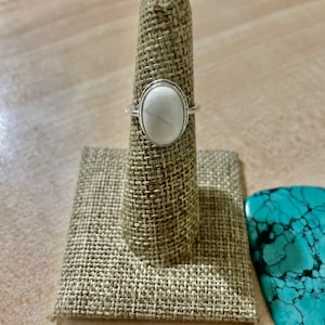 White Buffalo Ring Sterling Silver/Custom sizes/ Howlite Jewelry /Solid Ring /White Turquoise/Large Small size Available / Made in USA