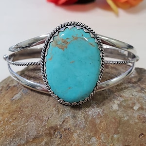 Blue Turquoise Cuff/Sterling Silver Cuff/Turquoise Cuff Bracelet/Turquoise Bangle/Southwest Turquoise Bracelet/Turquoise Cuff/TQ2