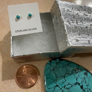 Puces d&#39;oreilles minuscules turquoise/Petits Puces d&#39;oreilles turquoise/Argent sterling/Petits puces d&#39;oreilles turquoise/Made in USA
