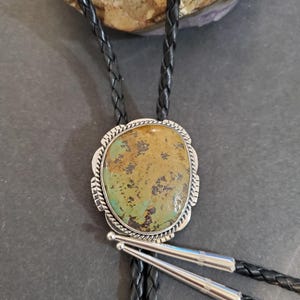 Turquoise Bolo Tie /Brown Turquoise Bolo Tie/Leather Bolo Tie /Genuine 925 Sterling Silver Bolo/Matrix Turquoise Bolo Tie/Gift For Him /B19