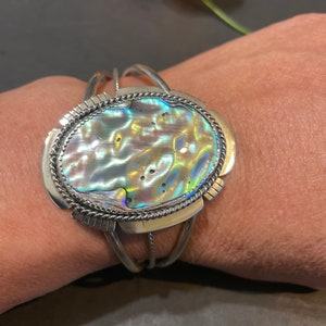 Abalone Bracelet Cuff/Sterling Silver Cuff/Abalone Cuff/Handmade Abalone Cuff/Gift For Her/Sterling Cuff/Natural Abalone Cuff