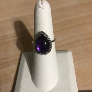 Teardrop Purple Gems Stone Ring/Amethyst Rings/Handmade Jewelry/Large Small Size/Bridesmaid Gift/Made In USA