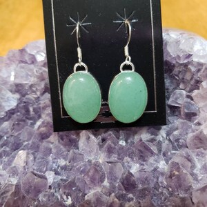 Aventurine Agate/Large Green Adventuring Earring/Statement Earring/Sterling Silver/Handmade Jewelry/Made In USA