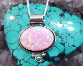 13x18MM Large Fire Opal Pendant/Pink Opal Necklace/Sterling Silver/Slide Pendant/Made In USA