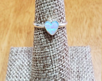 Dainty Heart Fire Opal Ring/925 Sterling Silver/Small Heart Ring/Heart Ring/Ring/Made In USA