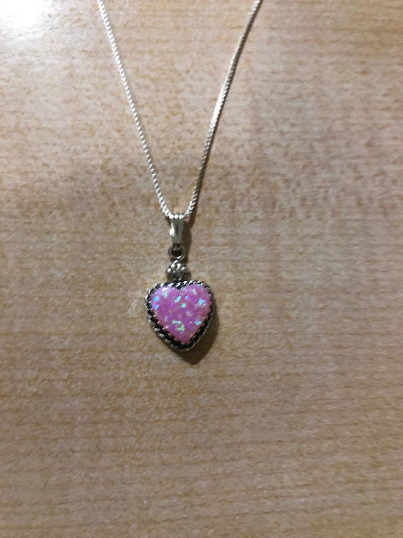 Pink opal 2024 heart necklace