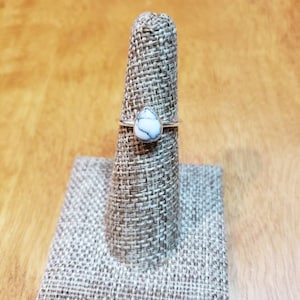 Small White Buffalo White Turquoise Ring/Teardrop Ring/Stackable Ring/Sterling Silver/Handmade Jewelry/Silver Ring