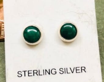 Malachite Sterling Silver stud/Stud Earring/ post earring /5m/Silver Stud Earring