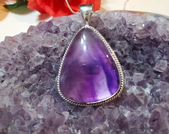 Amethyst Pendant Necklace/Large  Amethyst Pendant/ Amethyst Pendant/Statement Amethyst Pendant/ Teardrop Amethyst Necklace/Gift For Her