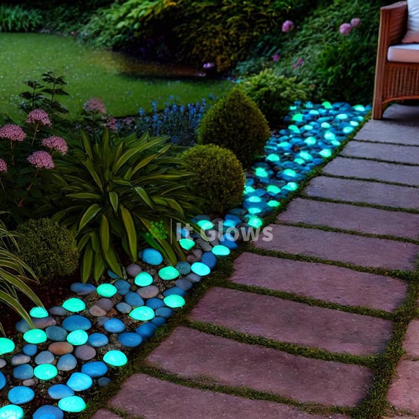 Glow in the Dark Pebbles - 1 Inch Marble/ Garden Decor / Landscape Stones
