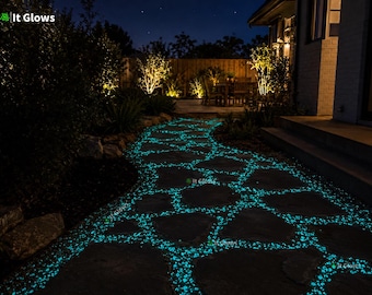 Glow in the Dark Garden Stones, 3-8mm Luminous Gravel for Pathways, Planters and Garden Border