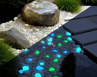 Handmade Glow in the Dark 2" Pebbles - Garden decor, landscaping Stones, Outdoor lighting, Home decor