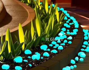 Large Glow in the Dark Pebbles, Handmade 2-Inch Garden Stones for Landscaping and Pathway Accents