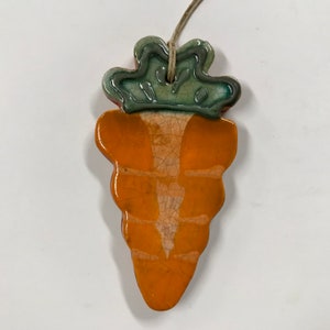 Smith Redware Handcrafted, Easter, Carrot, Ornament, Folk Art, American Made, Crackle Glaze, Slip, Spring, Ornie image 1