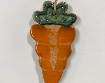 Smith Redware - Handcrafted, Easter, Carrot, Ornament, Folk Art, American Made, Crackle Glaze, Slip, Spring, Ornie