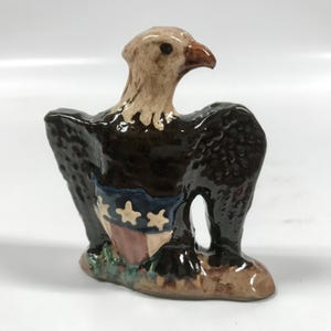 SMITH REDWARE - Eagle, Sculpted Figurine, Knick Knack, Folk Art, Hand Built, Hand Made, Ceramic, Gift, America, Patriotic, Flag, USA Made