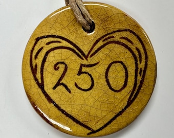 Smith Redware - Ornament, Patriotic, Folk Art, Crackle Glaze, We the People, 2026