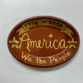 Made To Order - Smith Redware - Slab Plate - Folk Art, Patriotic, Made in USA, Slipware, Primitive, Oval, Sgraffito, 1776, 2026, 250th