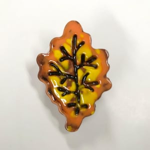 Smith Redware - Handcrafted Bowl Fillers, Folk Art, USA Made, Crackle, Slip Decorated, Fall, Leaf