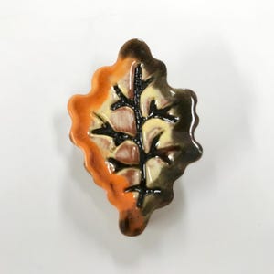 Smith Redware - Handcrafted Bowl Fillers, Folk Art, USA Made, Crackle, Slip Decorated, Fall, Leaf