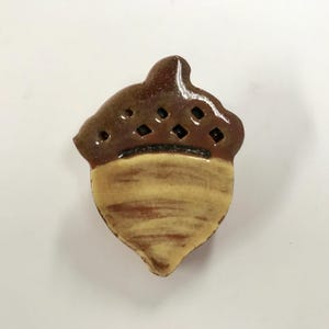 Smith Redware - Handcrafted Bowl Fillers, Folk Art, USA Made, Crackle, Slip Decorated, Fall, Acorn