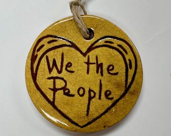 Smith Redware - Ornament, Patriotic, Folk Art, Crackle Glaze, We the People, 2026