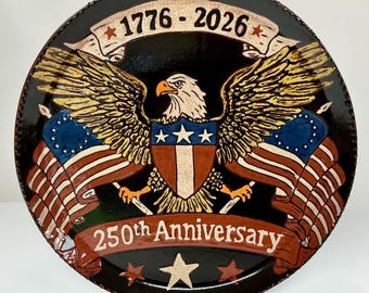 Made to order -Smith Redware - Folk Art, Patriotic, USA Made, Crackle, Sgraffito, Primitive, USA, Eagle, 1776, 2026, 250th