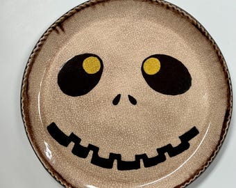 Smith Redware - Slab Plate, Halloween Plate, Folk Art, Made in USA, Crackle, Fall, Primitive, Ghost
