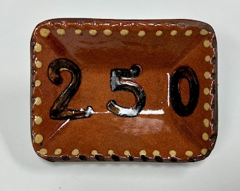 Smith Redware - Handmade Flag Plate - Folk Art, Hand Painted, USA Made, Crackle, Slip, PRIM, Tiny Rectangle, Patriotic, 1776, 2026, 250th