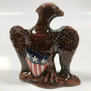 SMITH REDWARE - Eagle, Sculpted Figurine, Knick Knack, Folk Art, Hand Built, Hand Made, Ceramic, Gift, America, Patriotic, Flag, USA Made