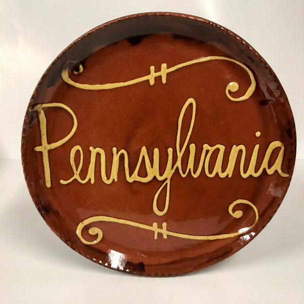 Made to Order - Smith Redware, Choose your Name, City or State, Quilling, Slip, Custom Gift, Crackle glaze, Made in America