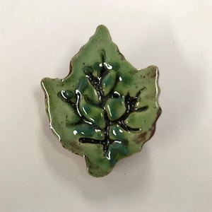 Smith Redware - Handcrafted Bowl Fillers, Folk Art, USA Made, Crackle, Slip Decorated, Fall, Leaf