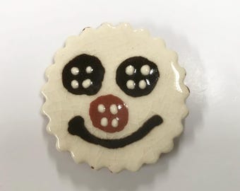 Handcrafted Redware Snowman Bowl Filler: Folk Art Christmas Decor