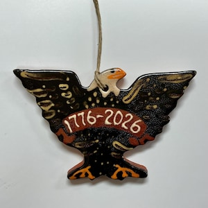 Smith Redware - Handcrafted Eagle Ornament - Folk Art, Hand Painted, American Made, Crackle, Slip, Red white blue, USA, 250th, 1776, 2026