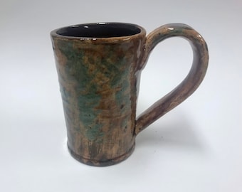 Smith Redware - Handcrafted Mug, Primitives, Folk Art, Made in USA , Crackle Glaze, Copper, Traditional, Thrown, Welcome, Gift